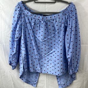 BCBGMAXAZRIA of shoulder blouse long sleeve slip on sides and back